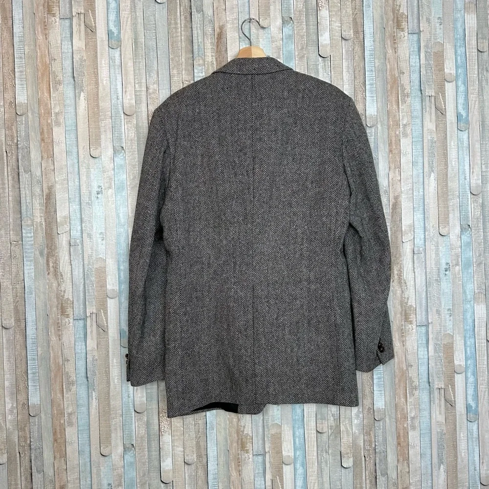 Robert Stock 40L Herringbone 100% Wool Blazer Button Jacket Sport Coat Vintage